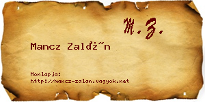 Mancz Zalán névjegykártya